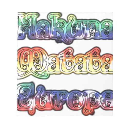 Hakuna Matata Europe Art Print/Graphic Notitieblok (Voorkant)