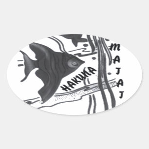 Hakuna Matata Fish Art Print Ovale Sticker