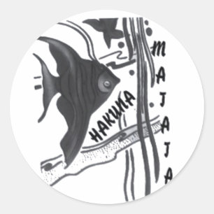 Hakuna Matata Fish Art Print Ronde Sticker