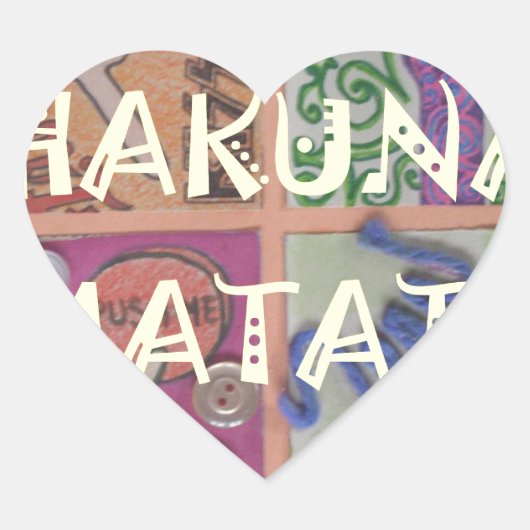 Hakuna Matata Handteken Art Print Hart Sticker (Voorkant)