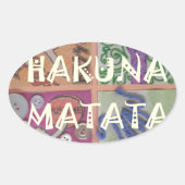 Hakuna Matata Handteken Art Print Ovale Sticker (Voorkant)