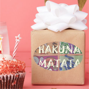 Hakuna Matata Handteken Art Print Ovale Sticker