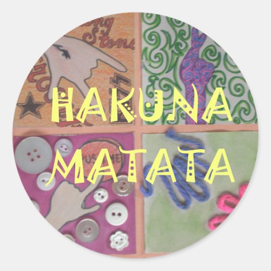 Hakuna Matata Handteken Art Print Ronde Sticker (Voorkant)