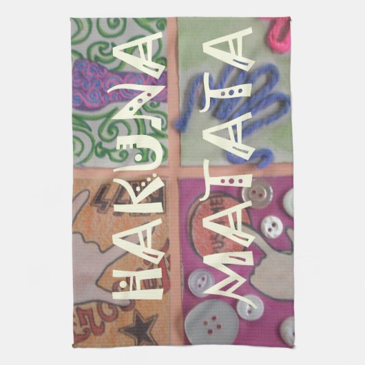 Hakuna Matata Handteken Art Print Theedoek (Verticaal)