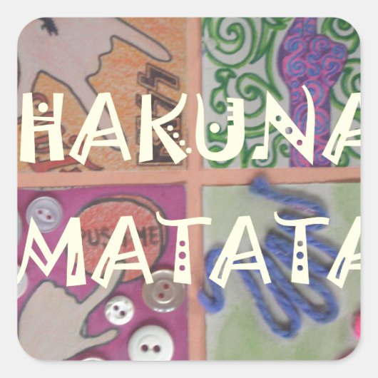 Hakuna Matata Handteken Art Print Vierkante Sticker (Voorkant)
