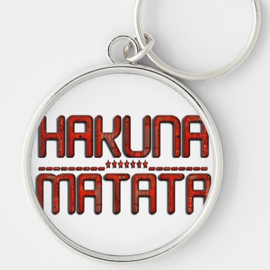 Hakuna Matata in het rood met sterren Techno Sleutelhanger (Voorkant)