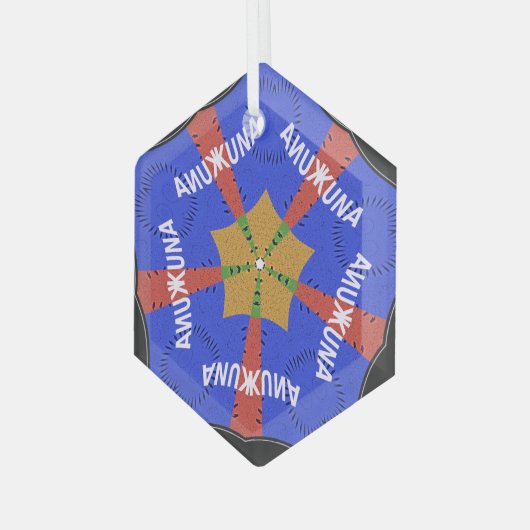 Hakuna Matata Iridiscent Blue Glas Ornament (Voorkant links)