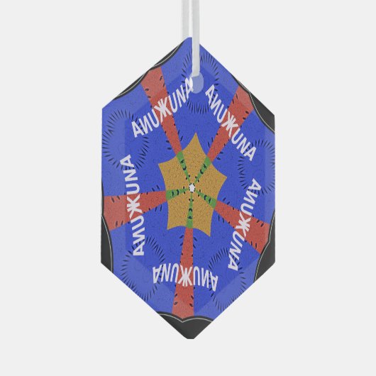 Hakuna Matata Iridiscent Blue Glas Ornament (Voorkant Rechts)