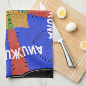 Hakuna Matata Iridiscent Blue Theedoek (Quarter Fold)