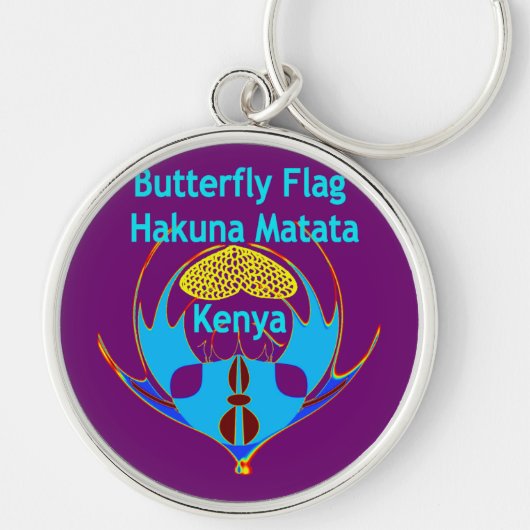 "Hakuna Matata Kenia" Vlinder Kunstprint/Graphic Sleutelhanger (Voorkant)