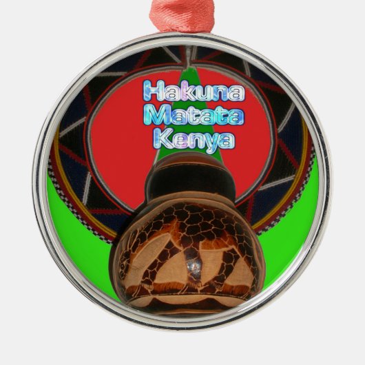 Hakuna Matata Kenya Kunstdruk Metalen Ornament (Voorkant)