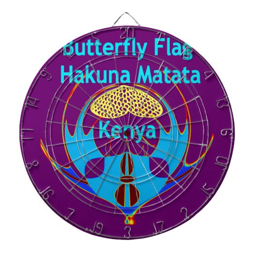 "Hakuna Matata Kenya" Vlinderkunst Print/Grafisch Dartbord (Voorkant)