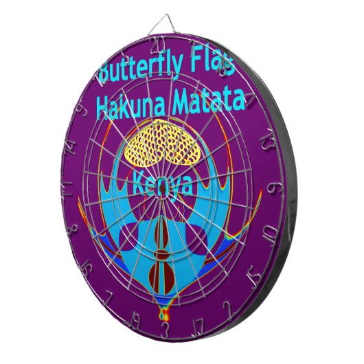 "Hakuna Matata Kenya" Vlinderkunst Print/Grafisch Dartbord (Voorkant Rechts)