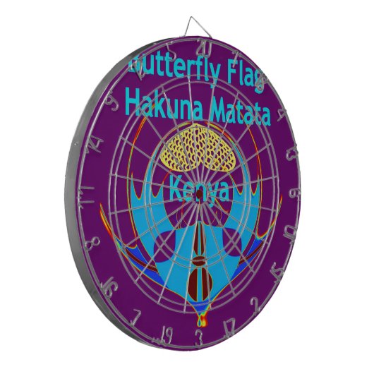 "Hakuna Matata Kenya" Vlinderkunst Print/Grafisch Dartbord (Voorkant Links)