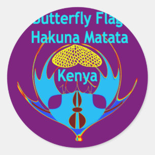 "Hakuna Matata Kenya" Vlinderkunst Print/Grafisch Ronde Sticker
