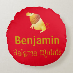 Hakuna Matata Leeuw Rood Rond Kussen