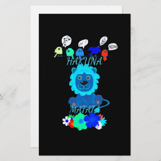 Hakuna Matata Lion Art Print Briefpapier (Voorkant / Achterkant)