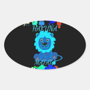 Hakuna Matata Lion Art Print Ovale Sticker