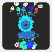 Hakuna Matata Lion Art Print Vierkante Sticker (Voorkant)