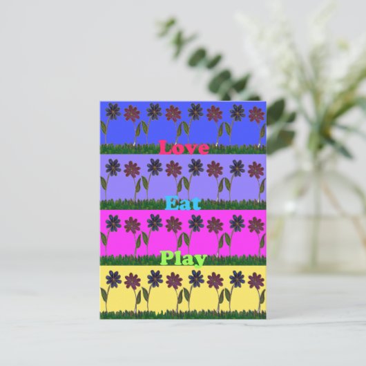 Hakuna Matata Love Eat Play.png Briefkaart (Staand voorkant)