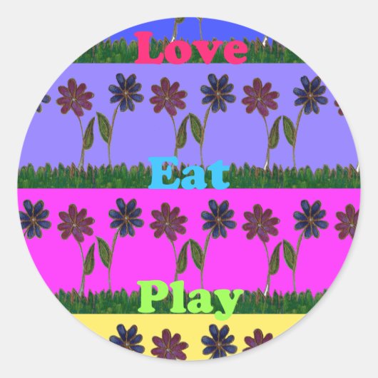 Hakuna Matata Love Eat Play.png Ronde Sticker (Voorkant)