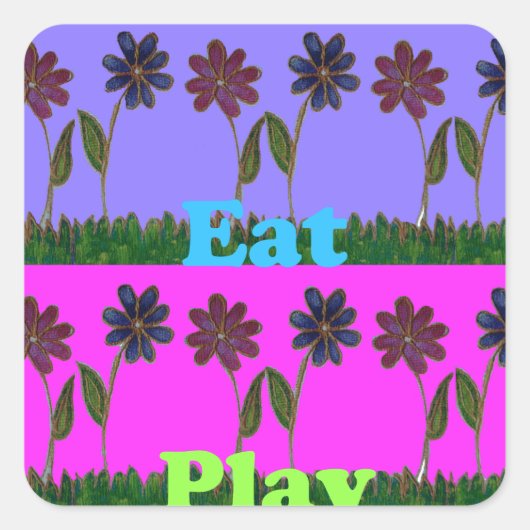 Hakuna Matata Love Eat Play.png Vierkante Sticker (Voorkant)