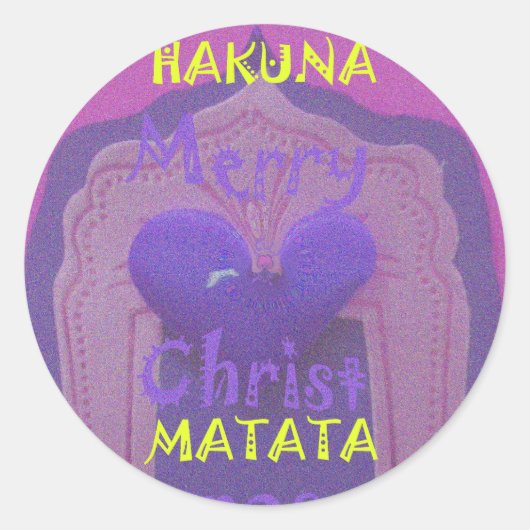Hakuna Matata Merry KerstLove Design.jpg Ronde Sticker (Voorkant)