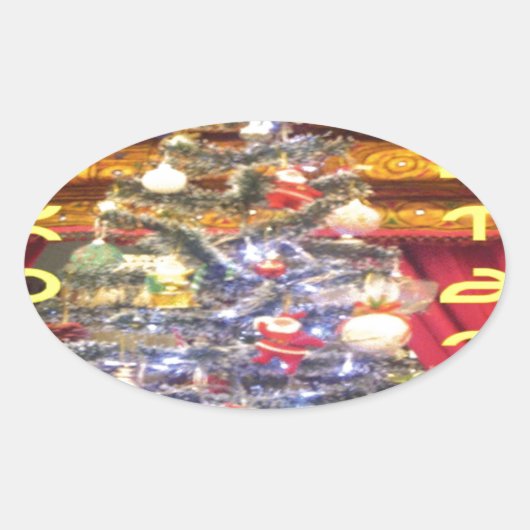 Hakuna Matata Merry Kerstmis en een gelukkig nieuw Ovale Sticker (Voorkant)