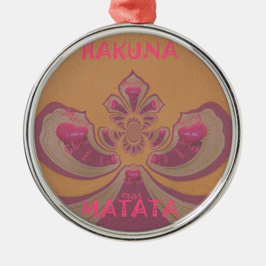 Hakuna Matata Merry-kerstontwerp Metalen Ornament (Voorkant)