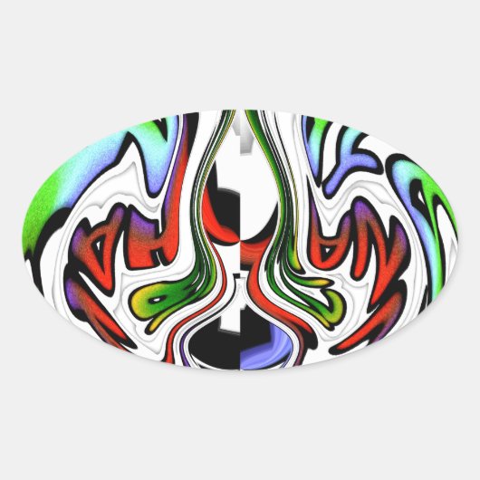Hakuna Matata met Abstracte werveling en gradiënte Ovale Sticker (Voorkant)