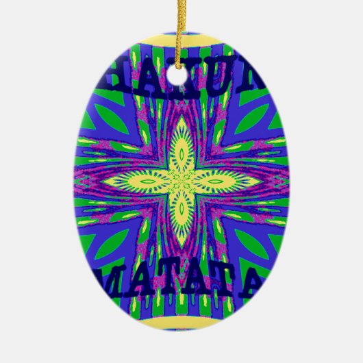 Hakuna matata Mombasa Kanga Keramisch Ornament (Voorkant)