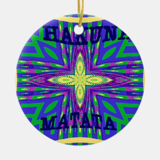 Hakuna matata Mombasa Kanga Keramisch Ornament (Voorkant)