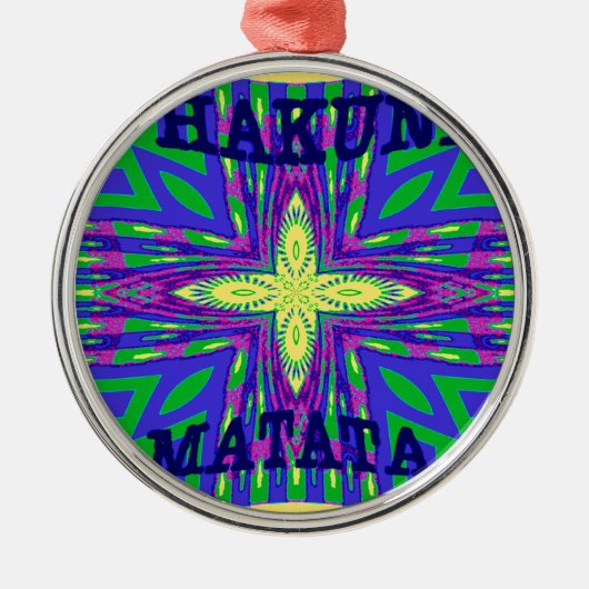 Hakuna matata Mombasa Kanga Metalen Ornament (Voorkant)