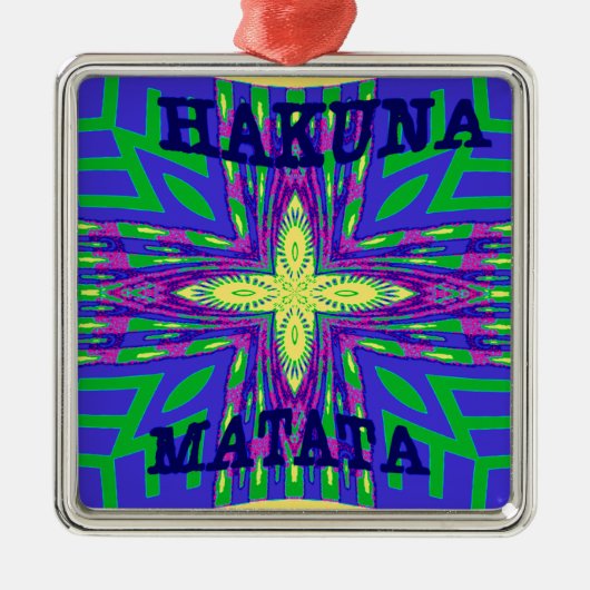 Hakuna matata Mombasa Kanga Metalen Ornament (Voorkant)