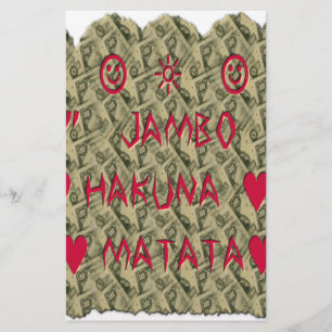Hakuna Matata Praat over Geld Kunstprint Ontwerp Briefpapier