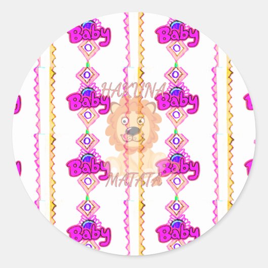 Hakuna Matata: Prachtig Baby Lion Design Motief Ronde Sticker (Voorkant)