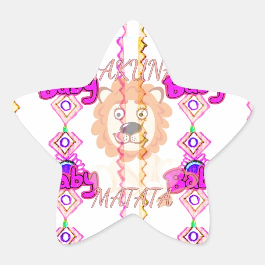 Hakuna Matata: Prachtig Baby Lion Design Motief Ster Sticker (Voorkant)