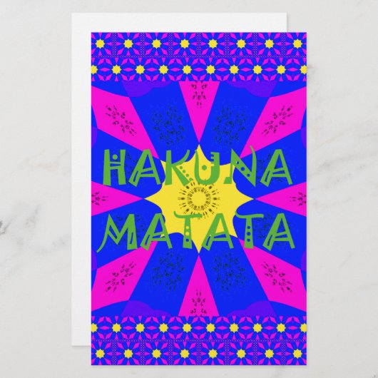Hakuna Matata prachtige verbluffende designkleuren Briefpapier (Voorkant / Achterkant)