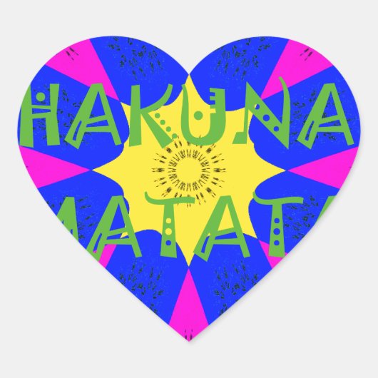 Hakuna Matata prachtige verbluffende designkleuren Hart Sticker (Voorkant)