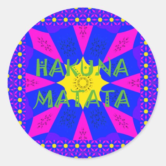 Hakuna Matata prachtige verbluffende designkleuren Ronde Sticker (Voorkant)