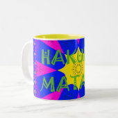 Hakuna Matata prachtige verbluffende designkleuren Tweekleurige Koffiemok (Voorkant links)