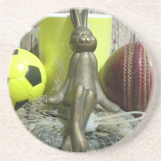 Hakuna Matata Rabbit Chilling back.png Zandsteen Onderzetter (Voorkant)