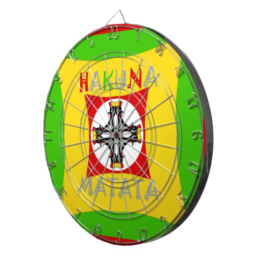 Hakuna Matata Rasta Color Red Golden Green Dartbord (Voorkant Rechts)