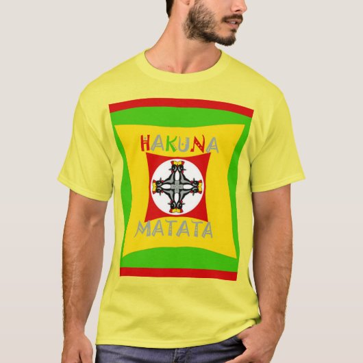 Hakuna Matata Rasta Color Red Golden Green T-shirt (Voorkant)