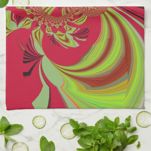 Hakuna Matata rood geel ontwerp Theedoek (Gevouwen)