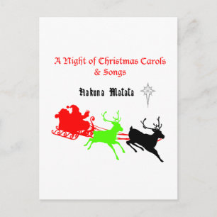 Hakuna Matata Santa's cadeaus met carolzingen.png Feestdagenkaart