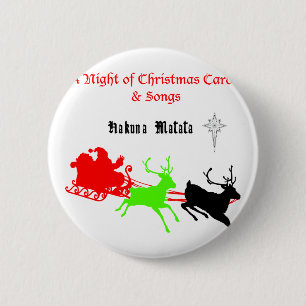 Hakuna Matata Santa's cadeaus met carolzingen.png Ronde Button 5,7 Cm