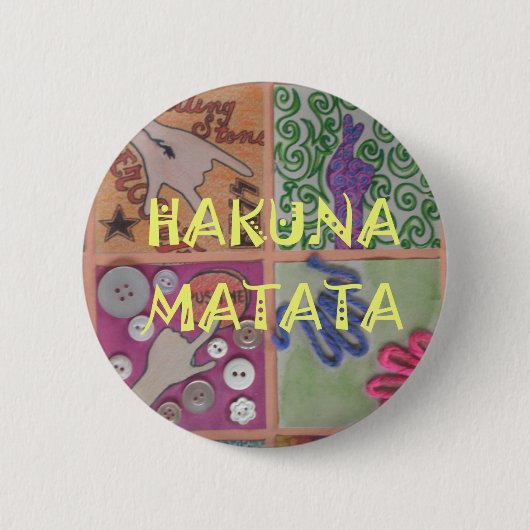Hakuna Matata schattig kunstwerk.png Ronde Button 5,7 Cm (Voorkant)