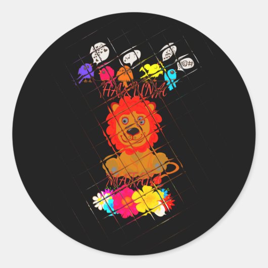 Hakuna Matata, schattig ontwerp van de baby leeuw Ronde Sticker (Voorkant)