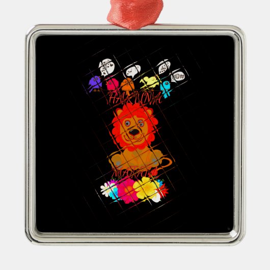 Hakuna Matata schattige baby Metalen Ornament (Voorkant)